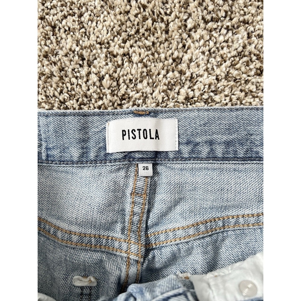 Pistola Presley High Rise Relaxed Roller Jeans Size 6 Light Wash Distressed - Picture 4 of 10
